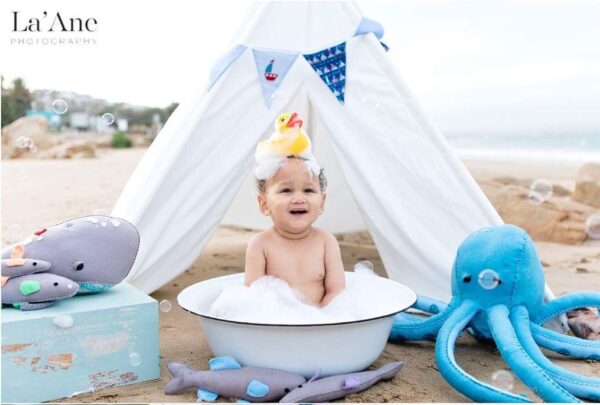 1 year old beach photoshoot teepee play tent